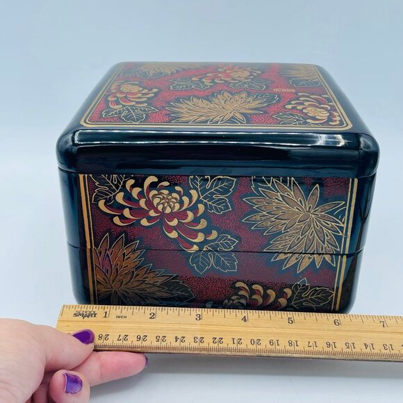 Vintage Asian Oriental Bento Style Jewelry Trinket Storage Box ROC Interpur - Picture 10 of 10